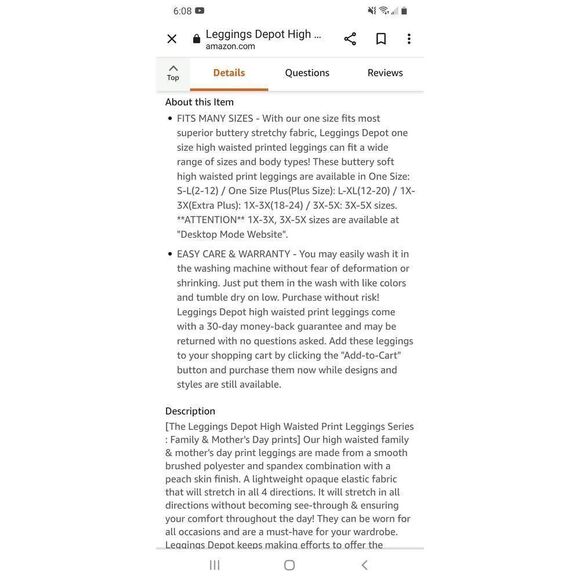 One Size 2-12 Leggings Depot Natural Vines Athletic Casual Leggings - Picture 4 of 7